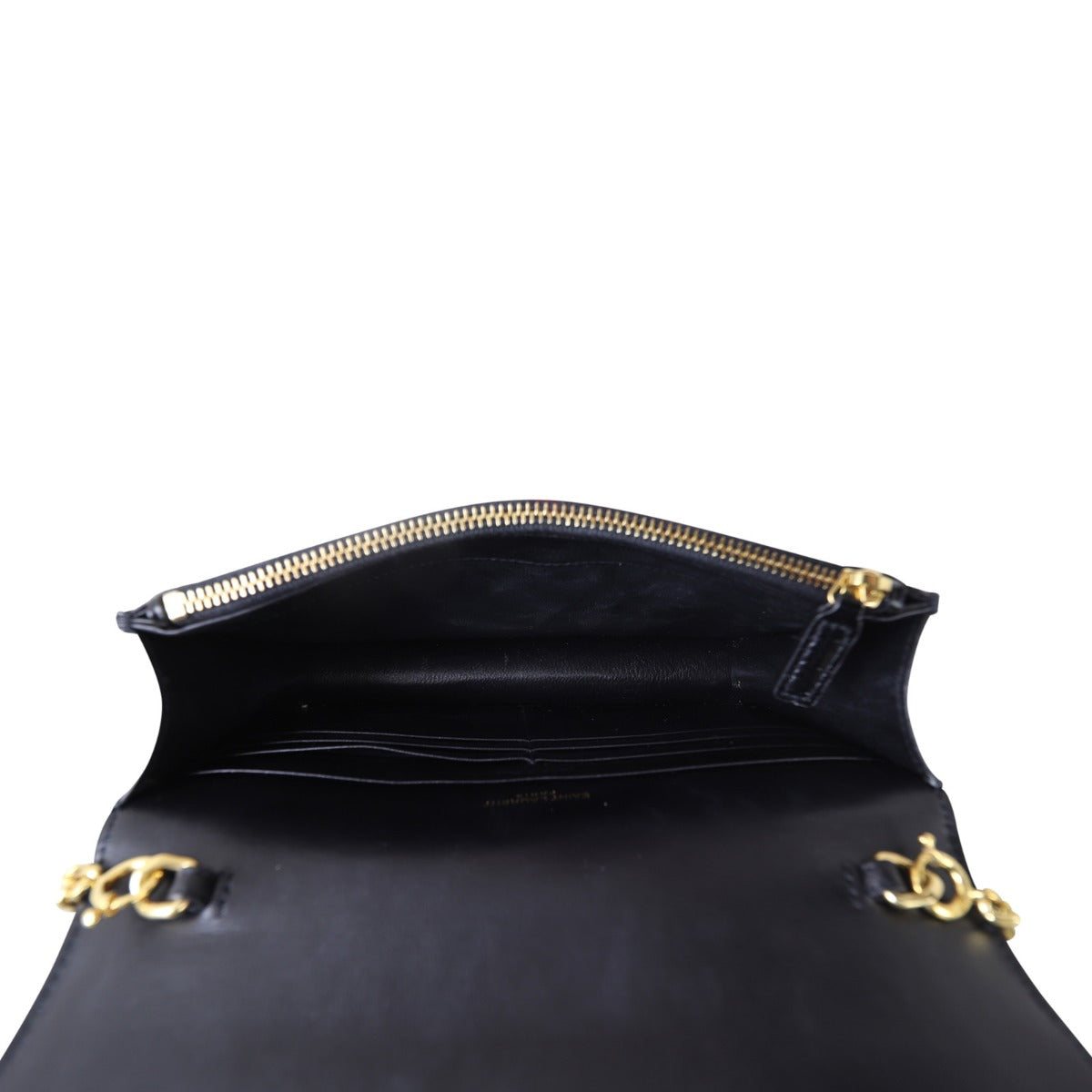 Saint Laurent Kate Tassel Chain Wallet Croc-Embossed