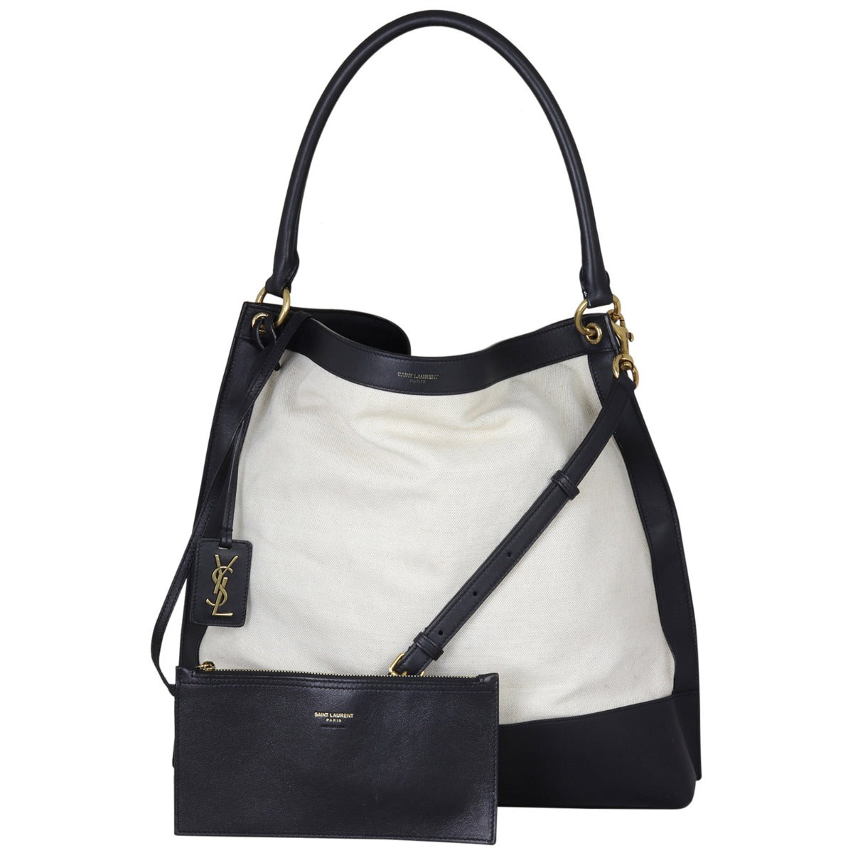 Saint Laurent Colour-Block Canvas and Leather Hobo Medium