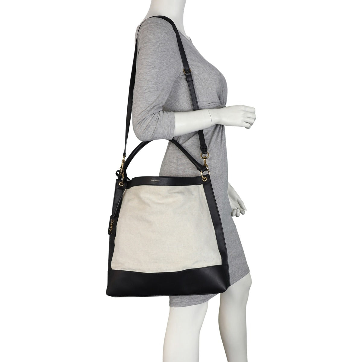 Saint Laurent Colour-Block Canvas and Leather Hobo Medium