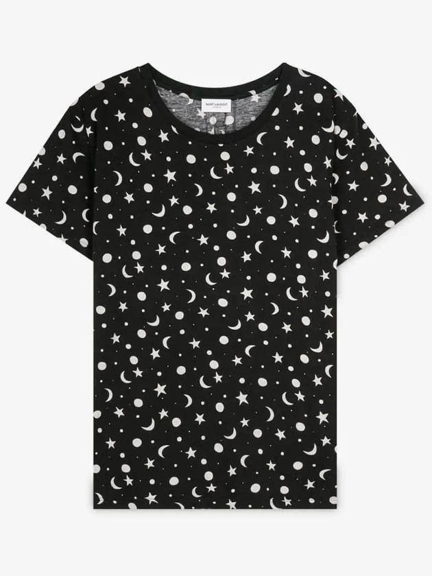 Luxury Saint Laurent Trending 2025 Men's Star Print Cotton Short Sleeve T-Shirt Black