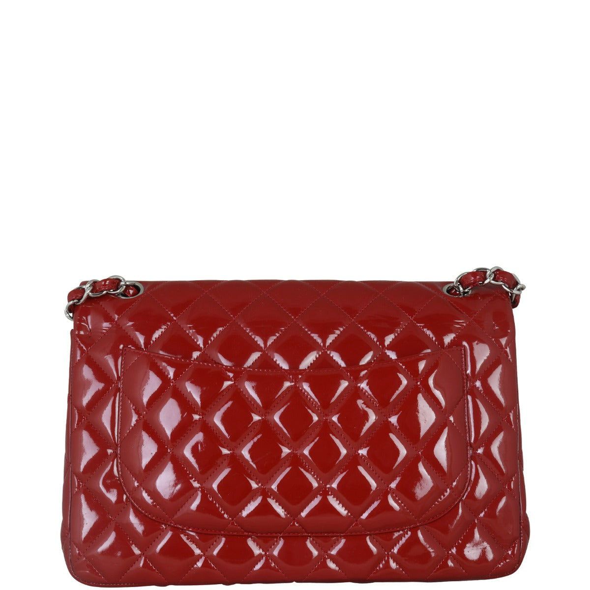 Chanel Classic Double Flap Jumbo Patent | Red Silver Hardware