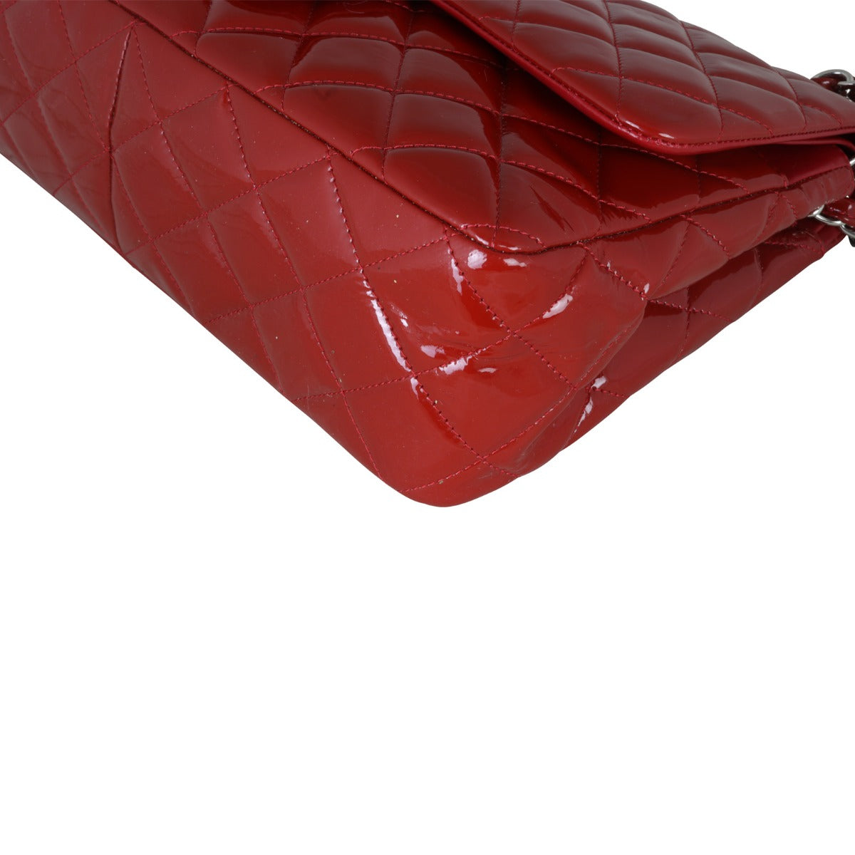 Chanel Classic Double Flap Jumbo Patent | Red Silver Hardware