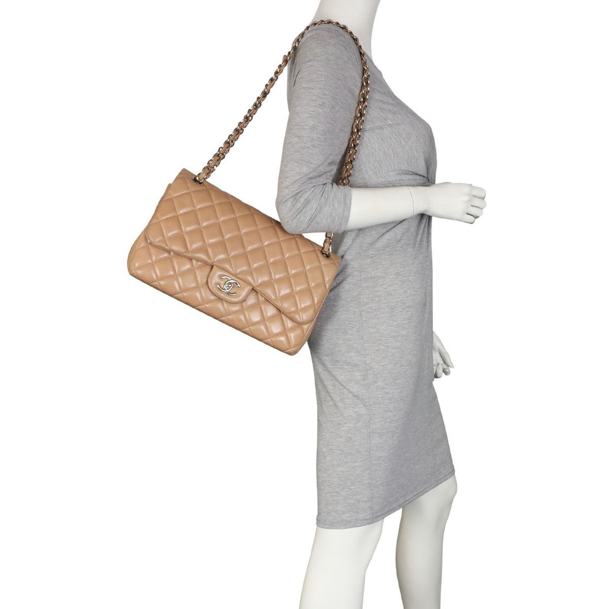 Chanel Classic Double Flap Jumbo | Beige Lambskin