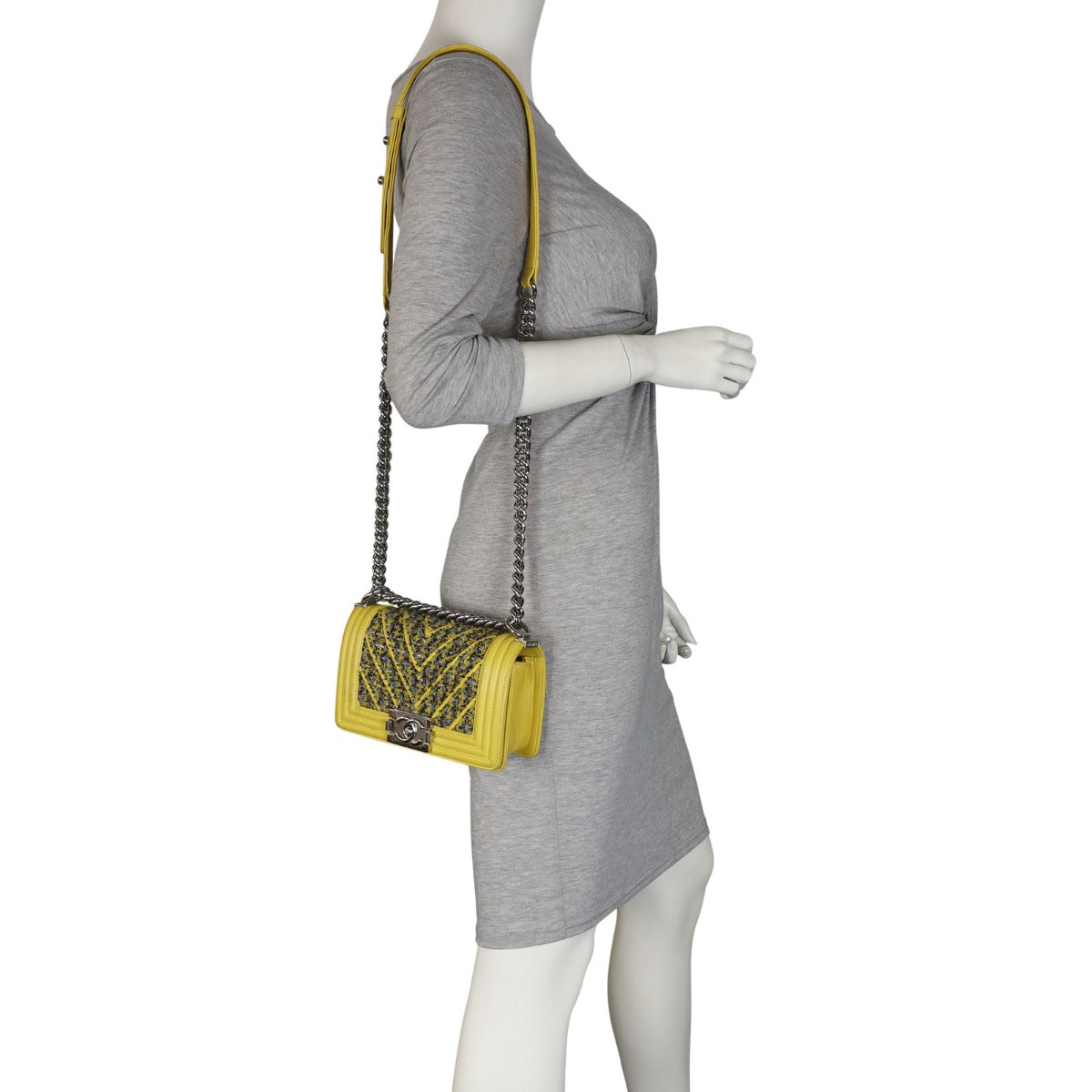 Chanel Boy Small Chevron Tweed