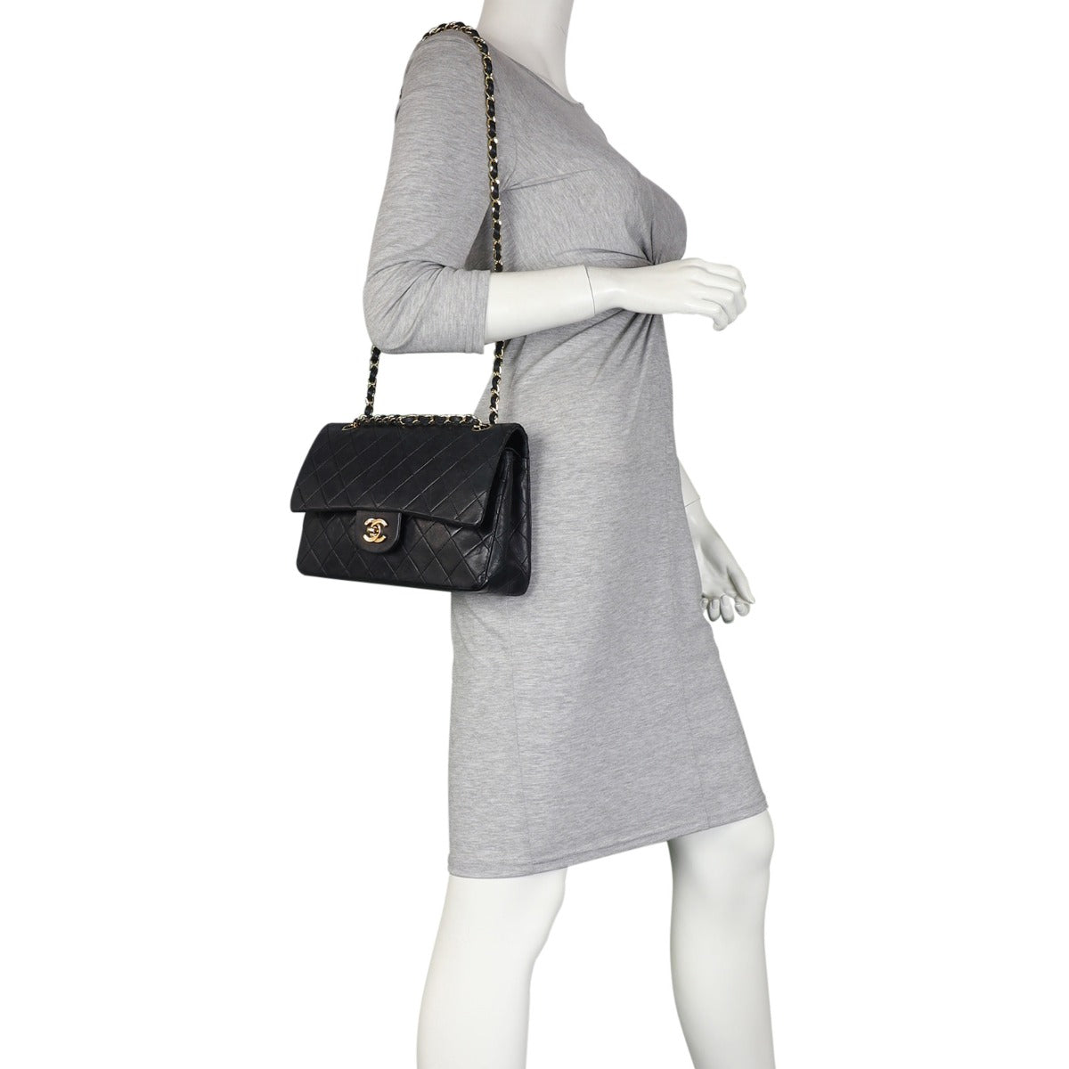 Chanel Classic Double Flap Medium | Black Vintage Lambskin Gold Hardware