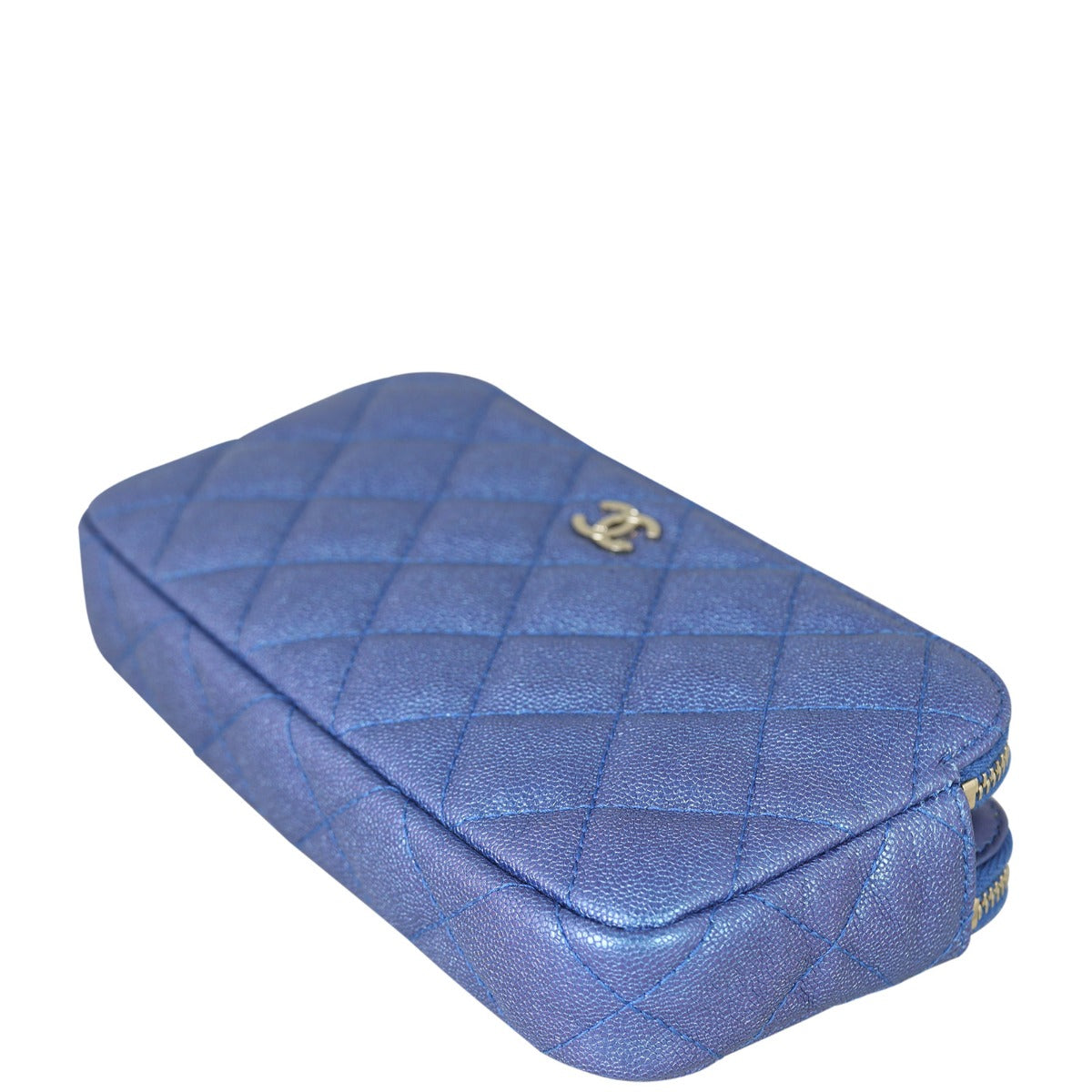 Chanel CC Double Zip Clutch with Chain | Blue