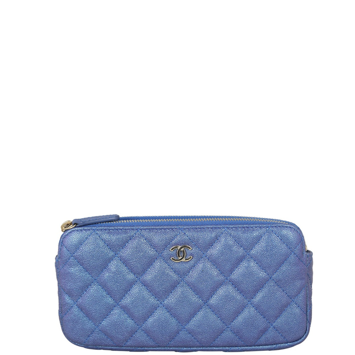 Chanel CC Double Zip Clutch with Chain | Blue
