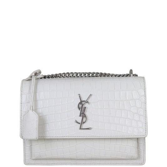 Saint Laurent Sunset Medium Croc-Embossed