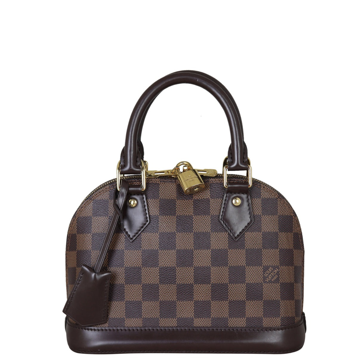 Louis Vuitton Alma BB Damier Ebene |  Smooth Chocolate Brown Leather