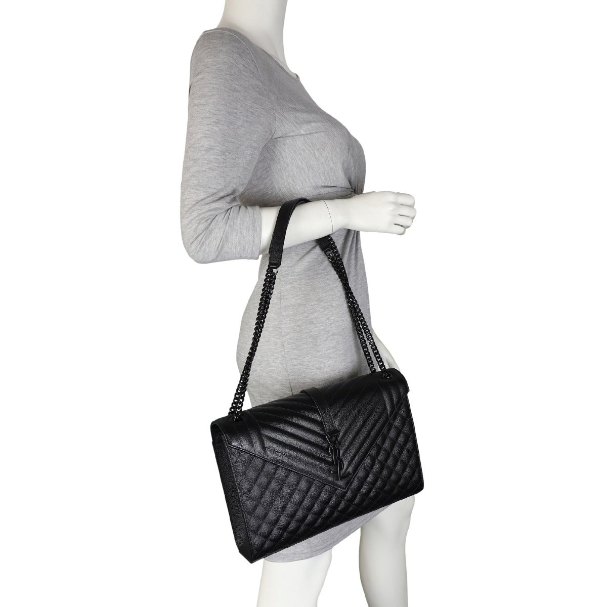 Saint Laurent Monogram Mix Matelasse Envelope Chain Bag Large