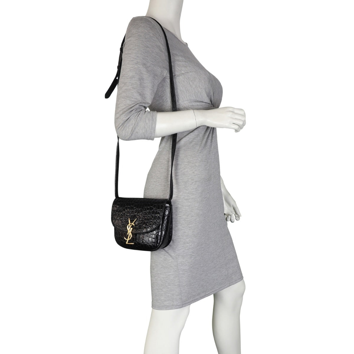 Saint Laurent Kaia Crossbody Small Croc-Embossed