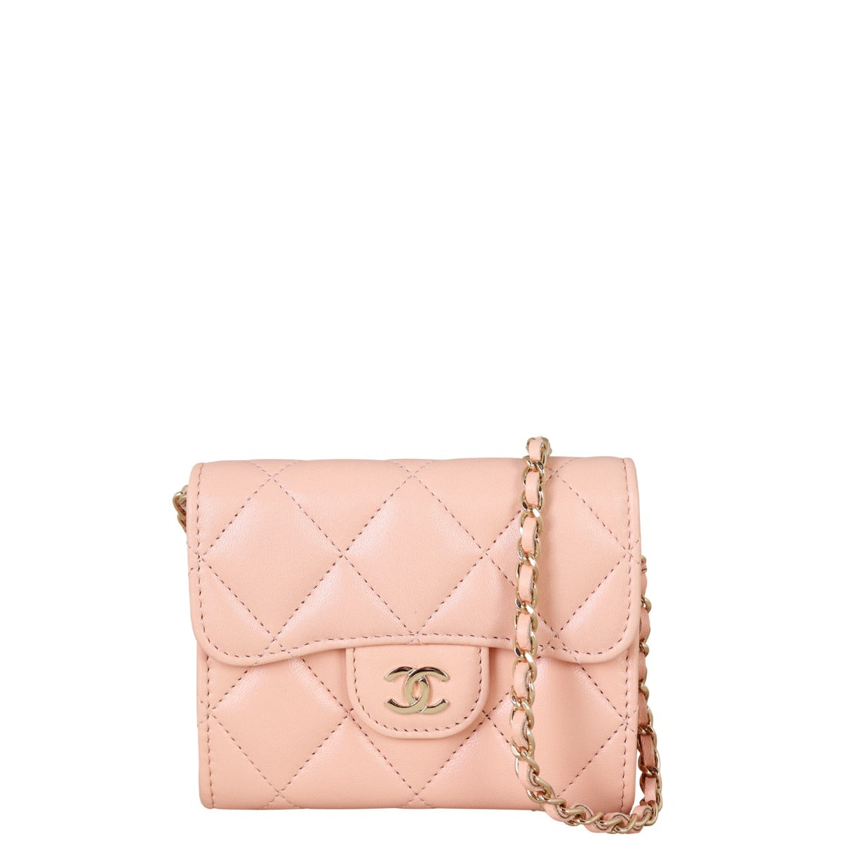 Chanel Classic Card Holder on Chain | Peach