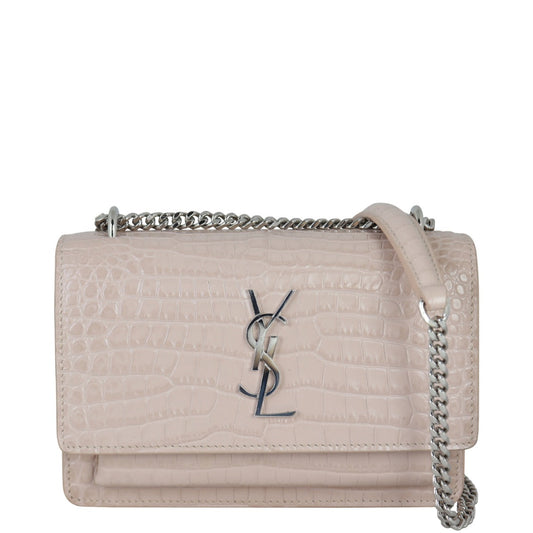 Saint Laurent Sunset Mini Croc-Embossed
