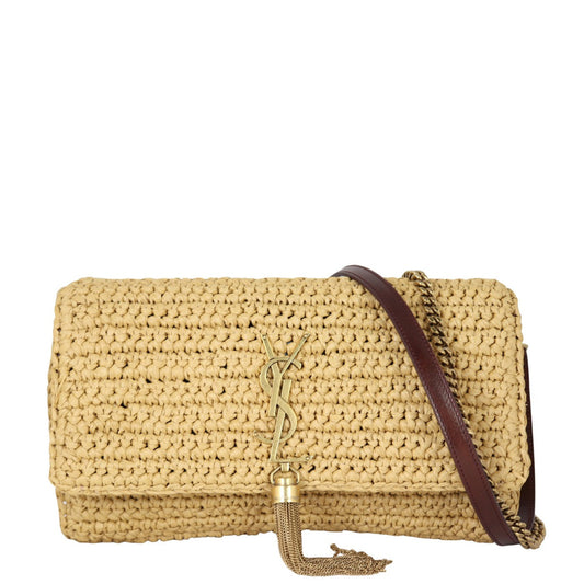 Saint Laurent Kate 99 Tassel Chain Bag Raffia