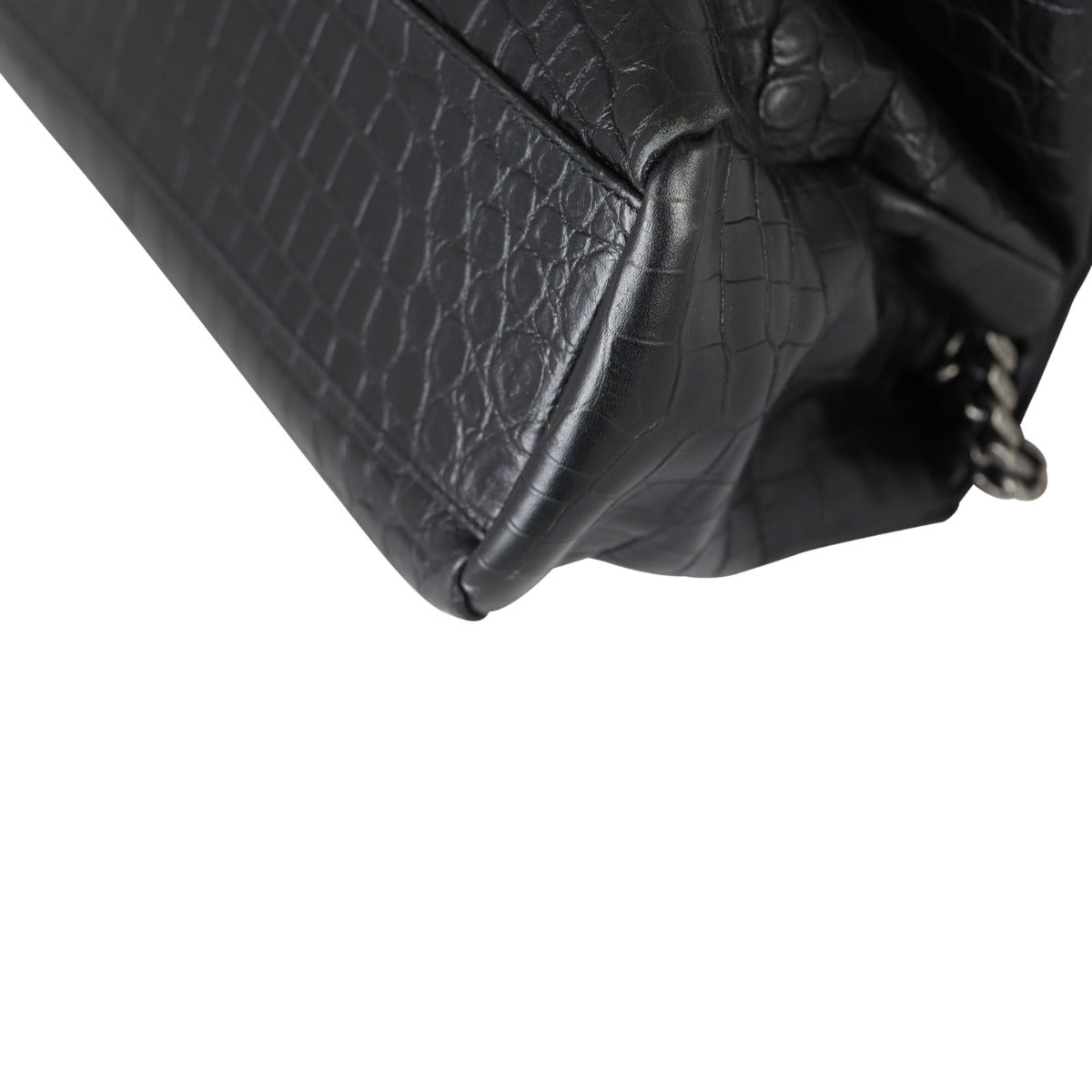 Saint Laurent West Hollywood Medium Croc-Embossed