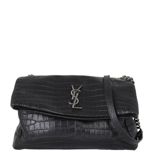 Saint Laurent West Hollywood Medium Croc-Embossed