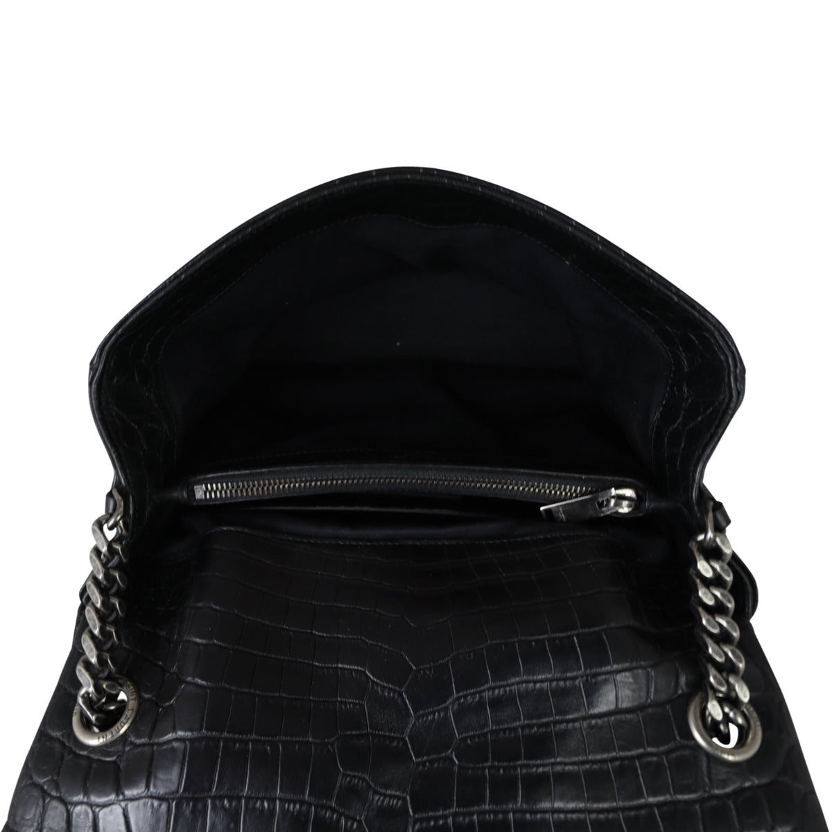 Saint Laurent West Hollywood Medium Croc-Embossed