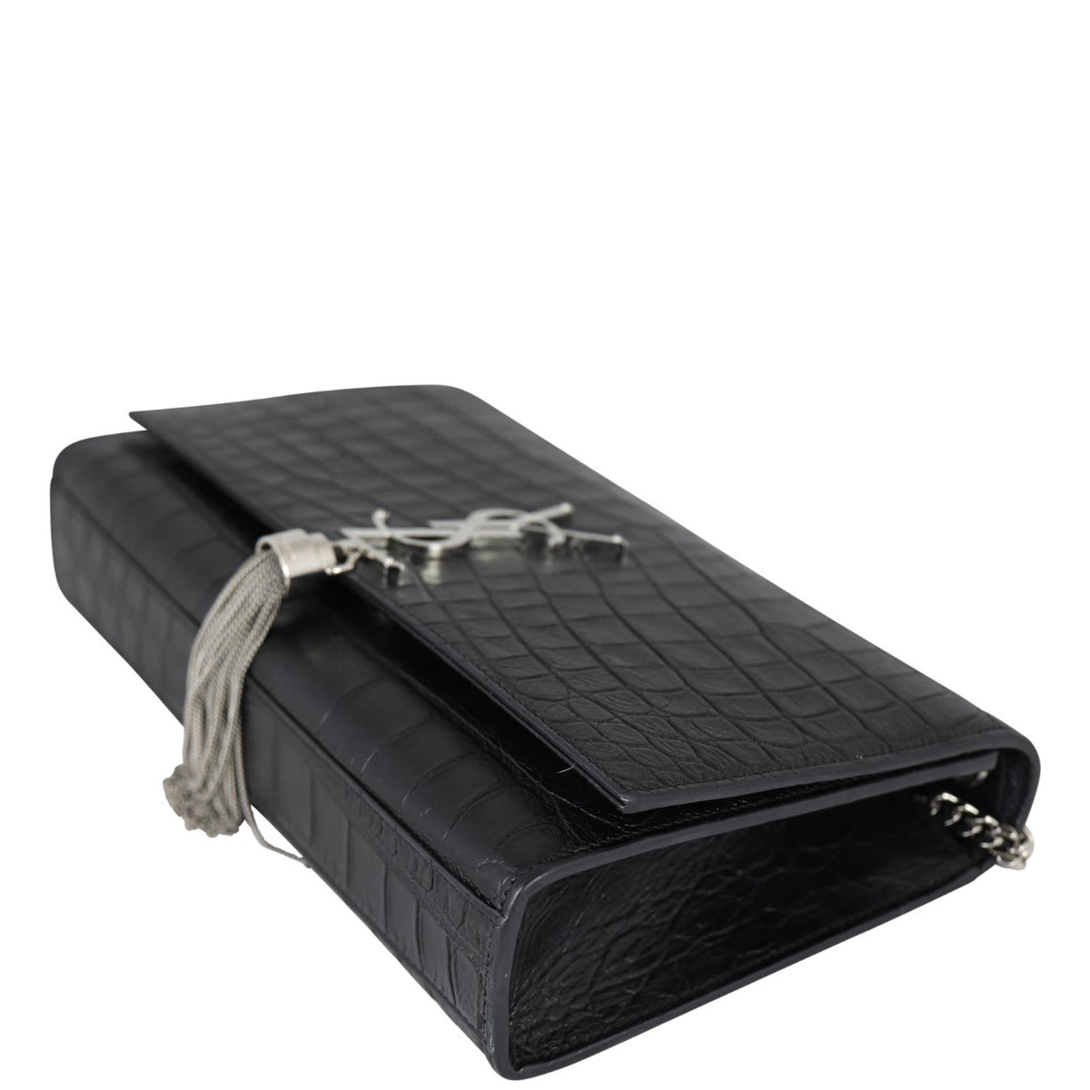 Saint Laurent Kate Tassel Chain Bag Medium Croc-Embossed
