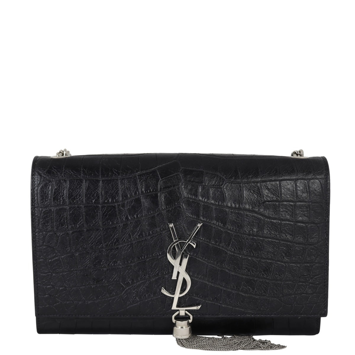 Saint Laurent Kate Tassel Chain Bag Medium Croc-Embossed
