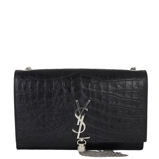 Saint Laurent Kate Tassel Chain Bag Medium Croc-Embossed