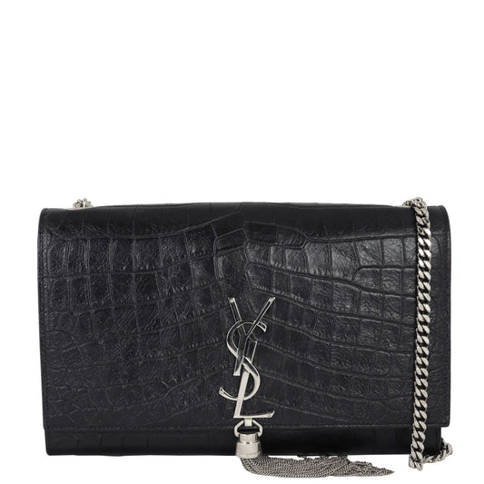 Saint Laurent Kate Tassel Chain Bag Medium Croc-Embossed
