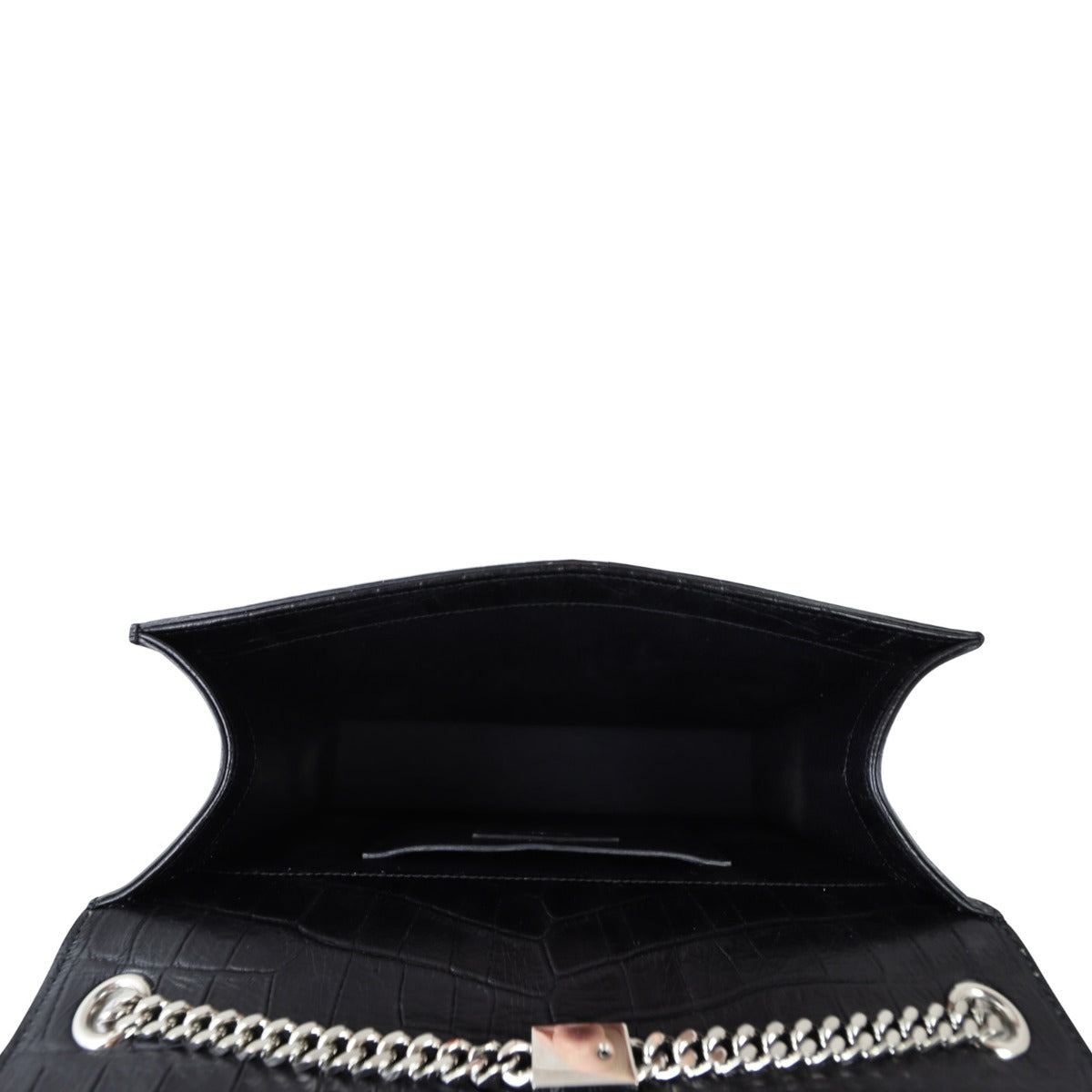 Saint Laurent Kate Tassel Chain Bag Medium Croc-Embossed