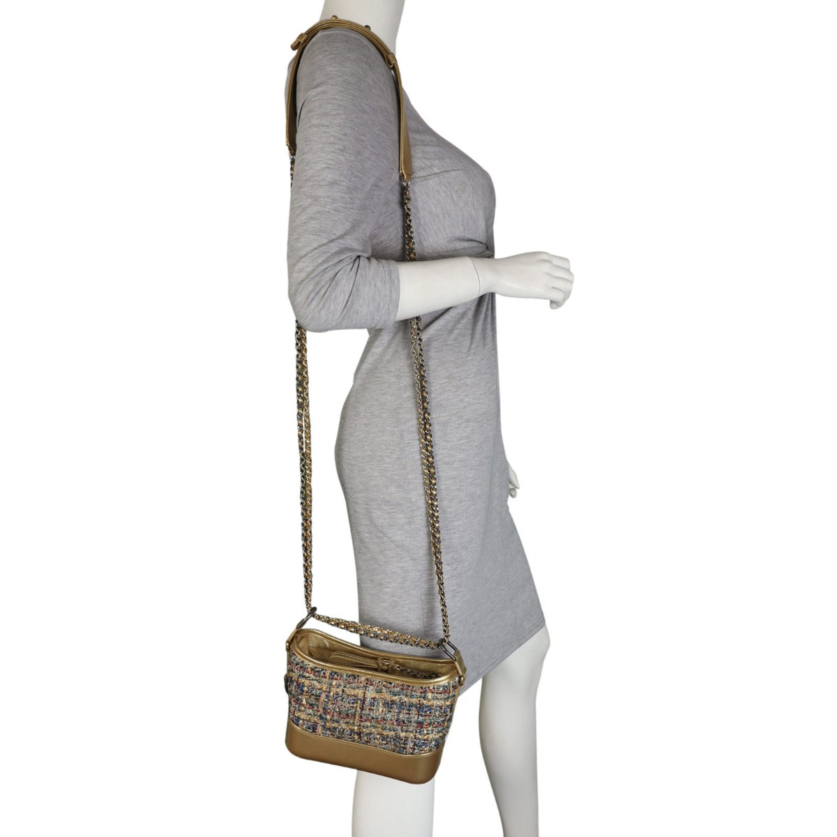 Chanel Gabrielle Tweed Hobo Small