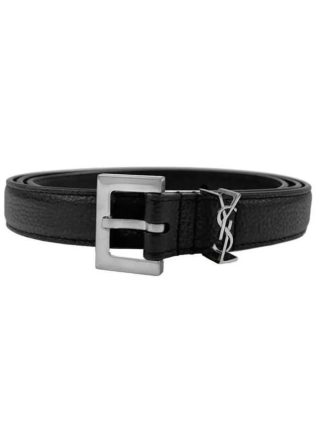 Luxury Saint Laurent Trending 2025 Men's Monogram Grain Belt Black