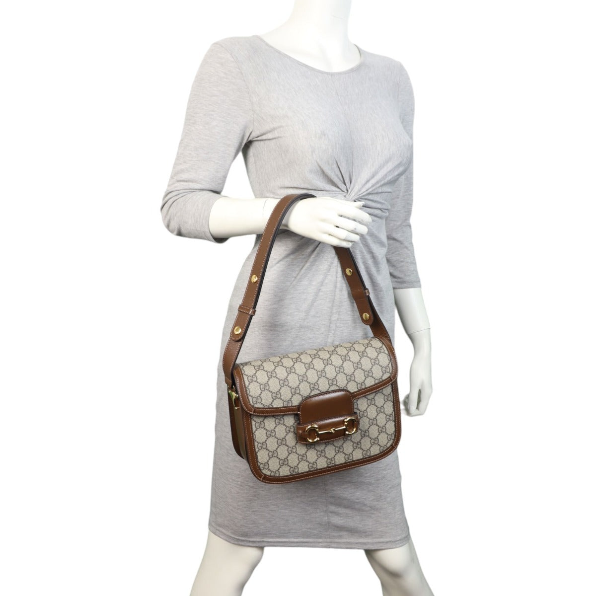 Gucci GG Supreme 1955 Horsebit Shoulder Bag