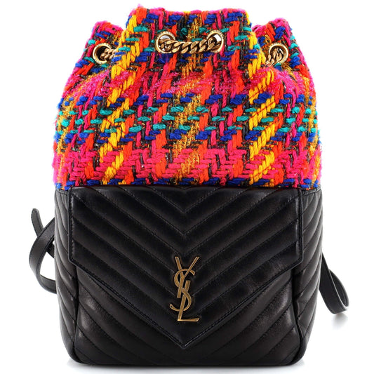 Luxury Saint Laurent Trending 2025 Joe Backpack Matelasse Chevron Leather with Tweed