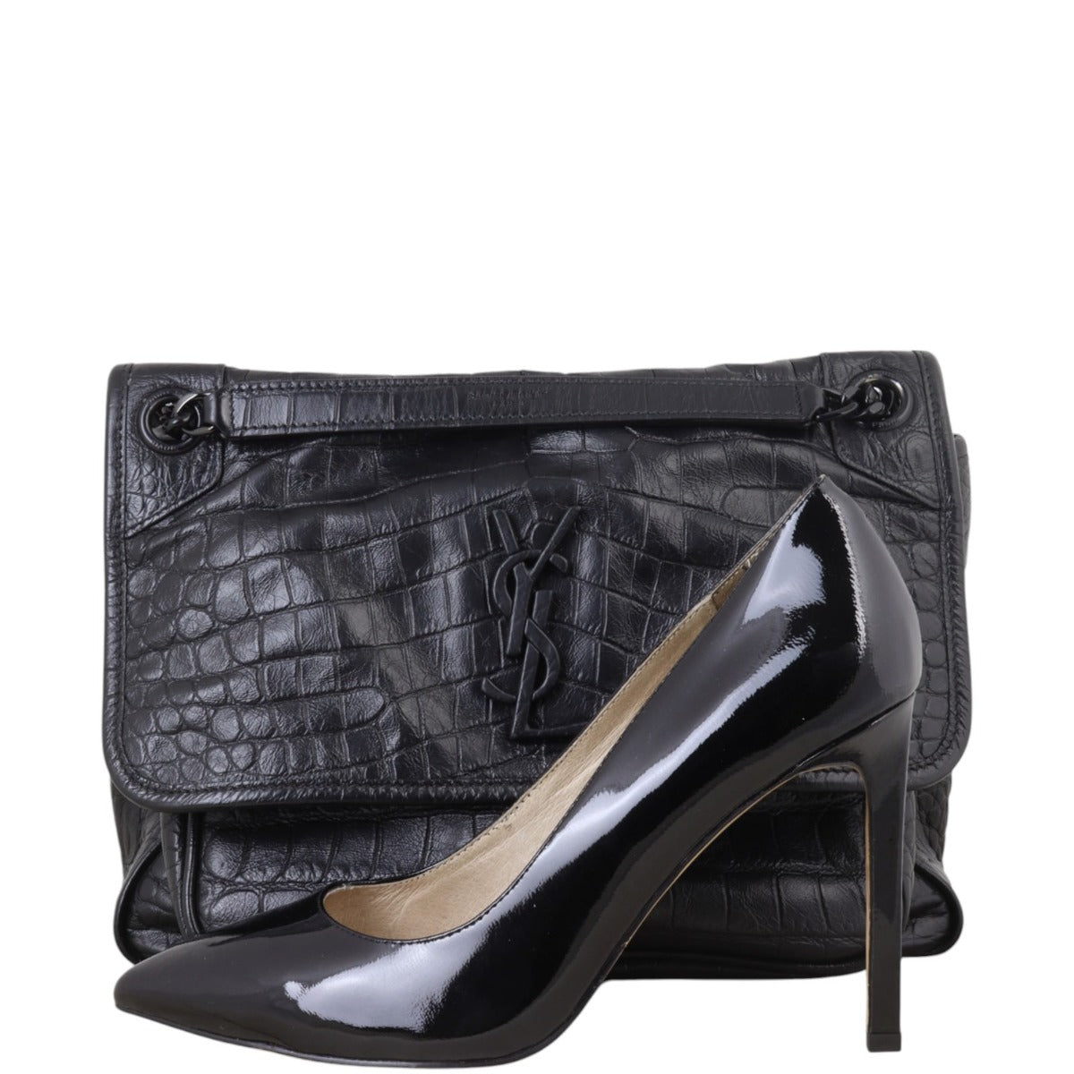 Saint Laurent Niki Medium Croc Embossed