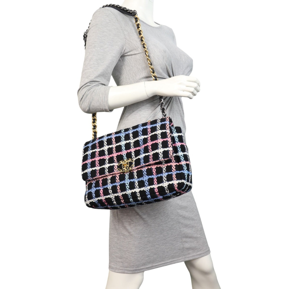 Chanel 19 Tweed Flap Bag Large