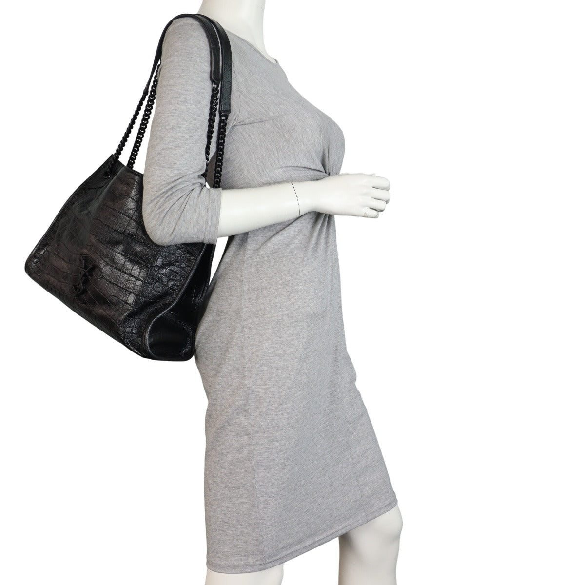 Saint Laurent Niki Tote Medium Croc Embossed