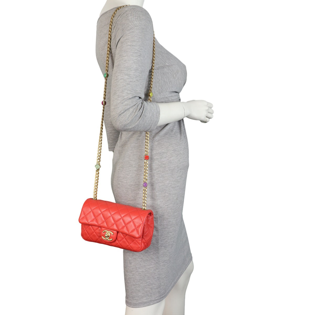 Chanel Pearl Samba Mini Rectangular Flap Bag Lambskin