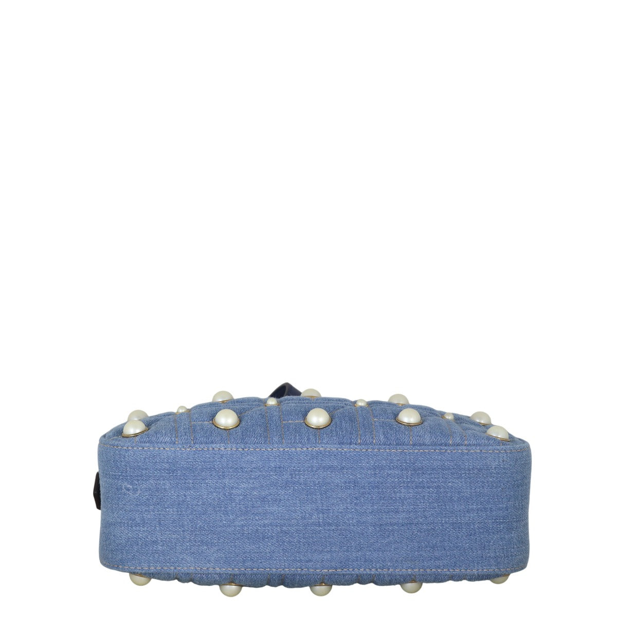 Gucci GG Marmont Small Camera Bag Denim Pearl Studded