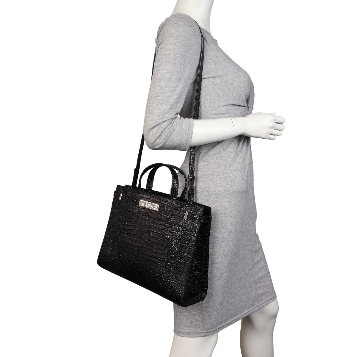 Saint Laurent Manhattan Tote Medium Croc Embossed