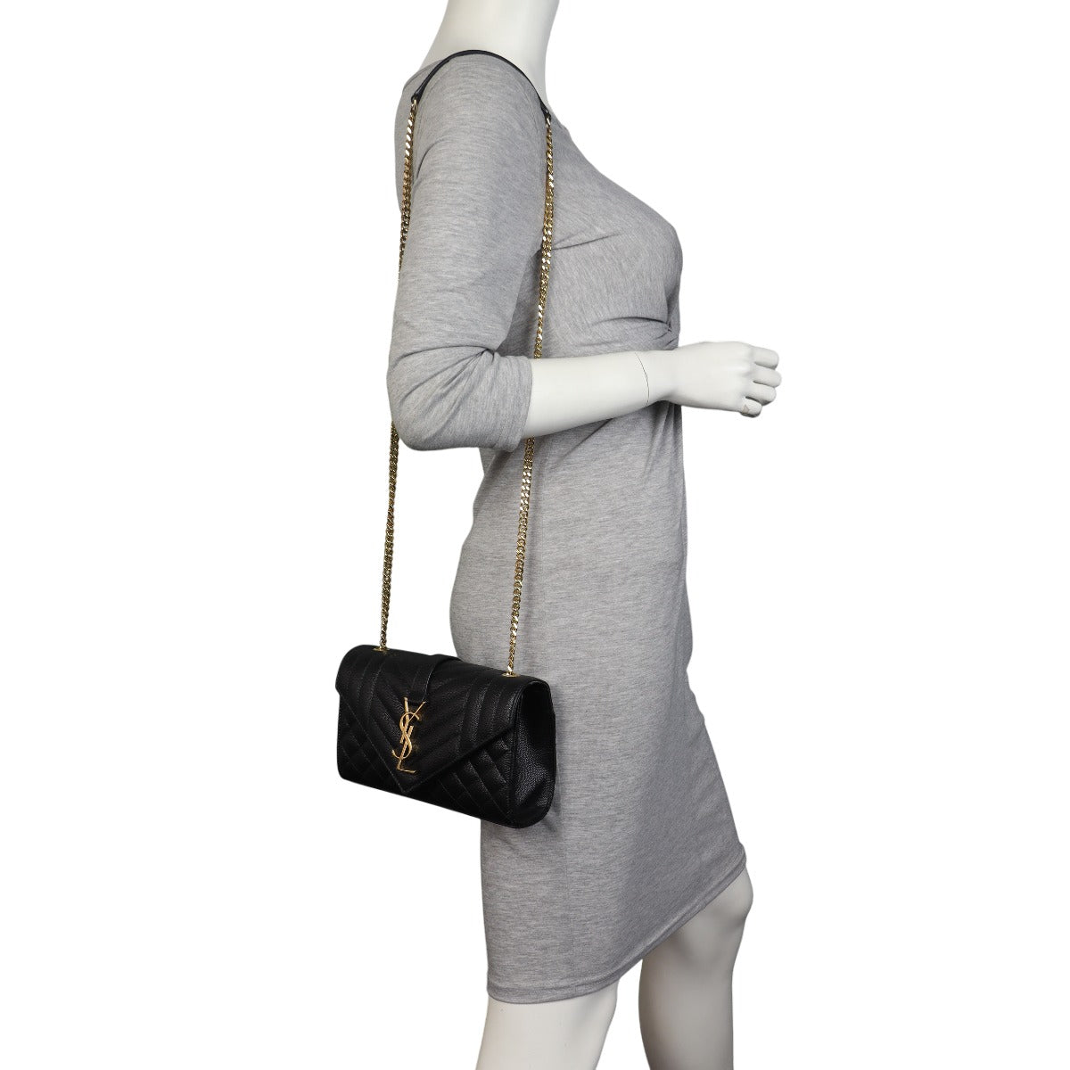Saint Laurent Monogram Mix Matelasse Envelope Chain Bag Small