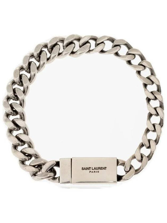 Luxury Saint Laurent Trending 2025 Men's Curb Chain Metal Bracelet Silver