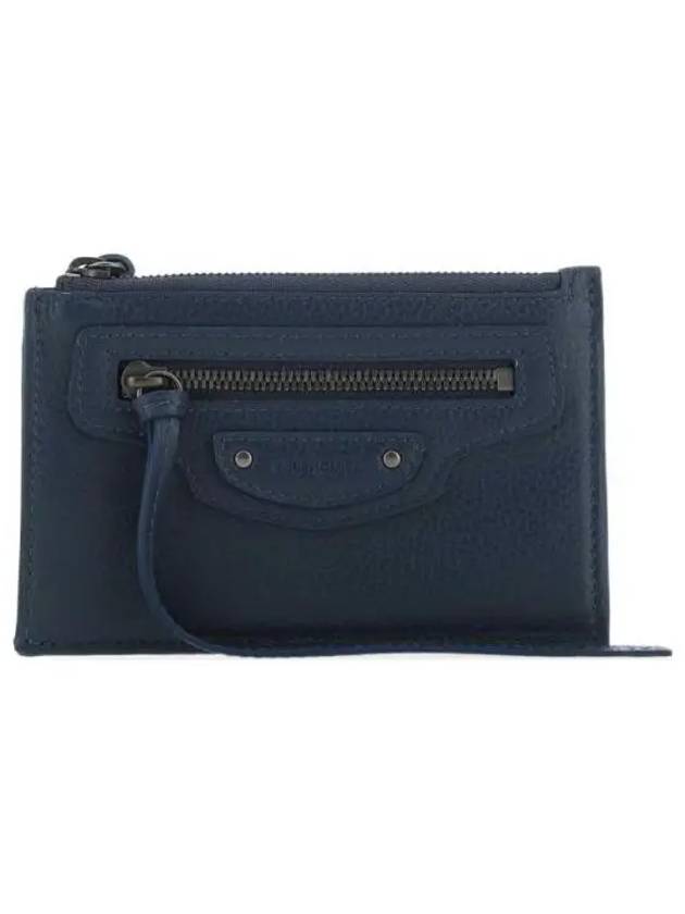 Luxury Balenciaga Trending 2025 Neo Classic Zipper Card Wallet Navy