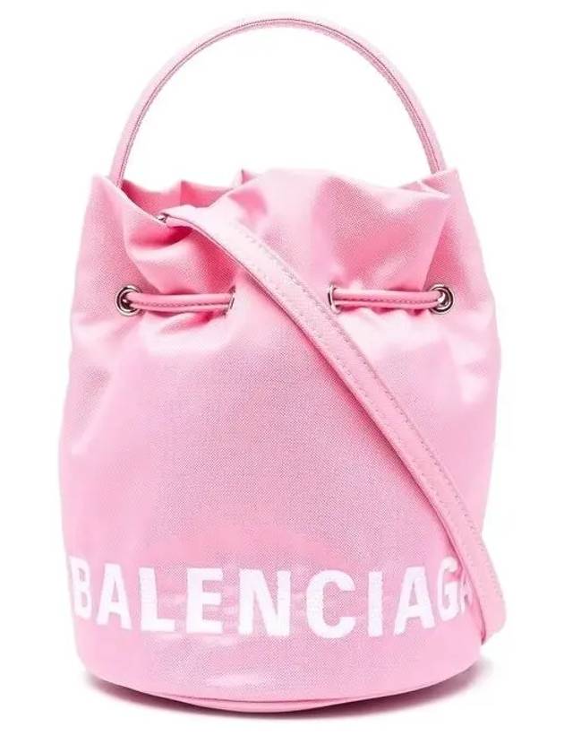 Luxury Balenciaga Trending 2025 Wheel XS Drawstring Bucket Bag Pink