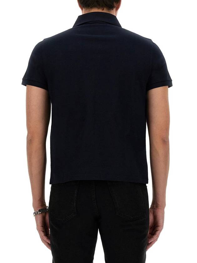 Luxury Saint Laurent Trending 2025 Men's Monogram Cotton Short Sleeve Polo Shirt Navy