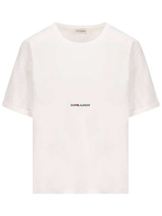 Luxury Saint Laurent Trending 2025 Rive Gauche Short Sleeve T-Shirt White