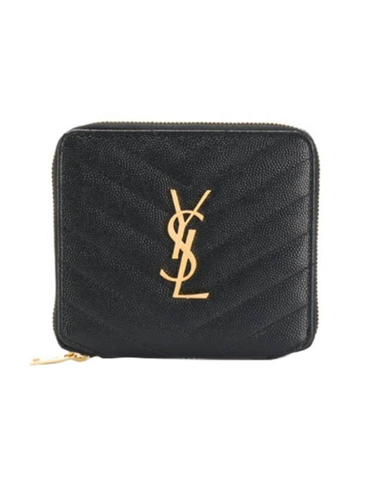 Luxury Saint Laurent Trending 2025 Monogram Compact Zipper Halfwallet Black