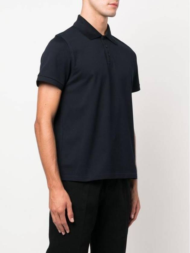 Luxury Saint Laurent Trending 2025 Men's Monogram Cotton Short Sleeve Polo Shirt Navy