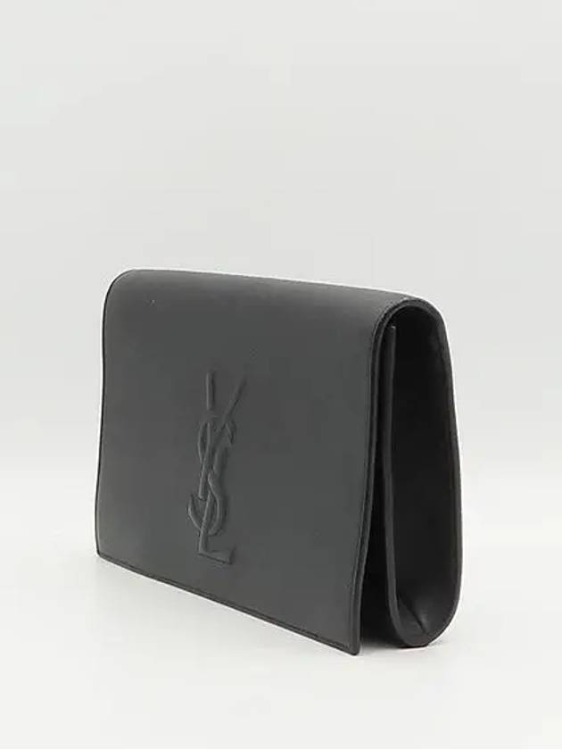 Luxury Saint Laurent Trending 2025 YSL Yip 361120 Black Leather Stitched Logo Flap Clutch