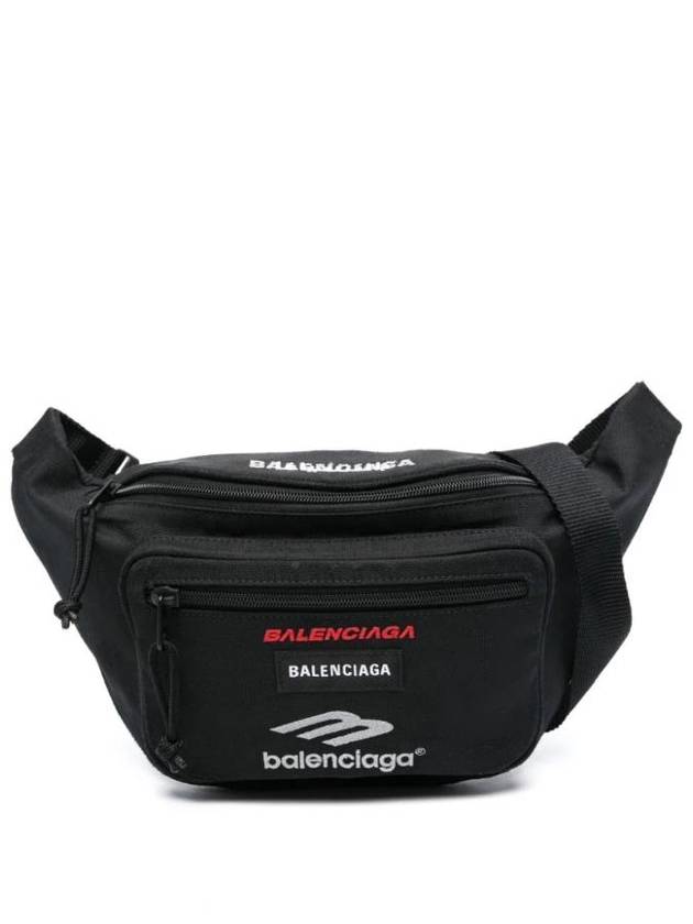 Luxury Balenciaga Trending 2025 Explorer Logo Belt Bag Black