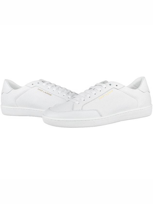 Luxury Saint Laurent Trending 2025 Court Classic Perforated Leather Low Top Sneakers White