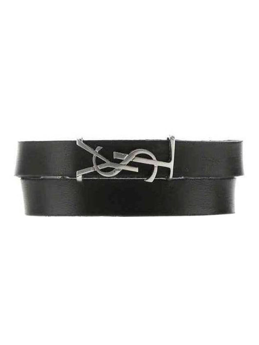 Luxury Saint Laurent Trending 2025 Opyum Double Wrap Leather Bracelet Black