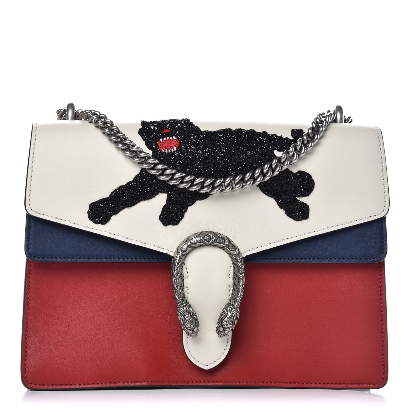 GUCCI CALFSKIN PANTHER EMBROIDERED MEDIUM DIONYSUS SHOULDER BAG
