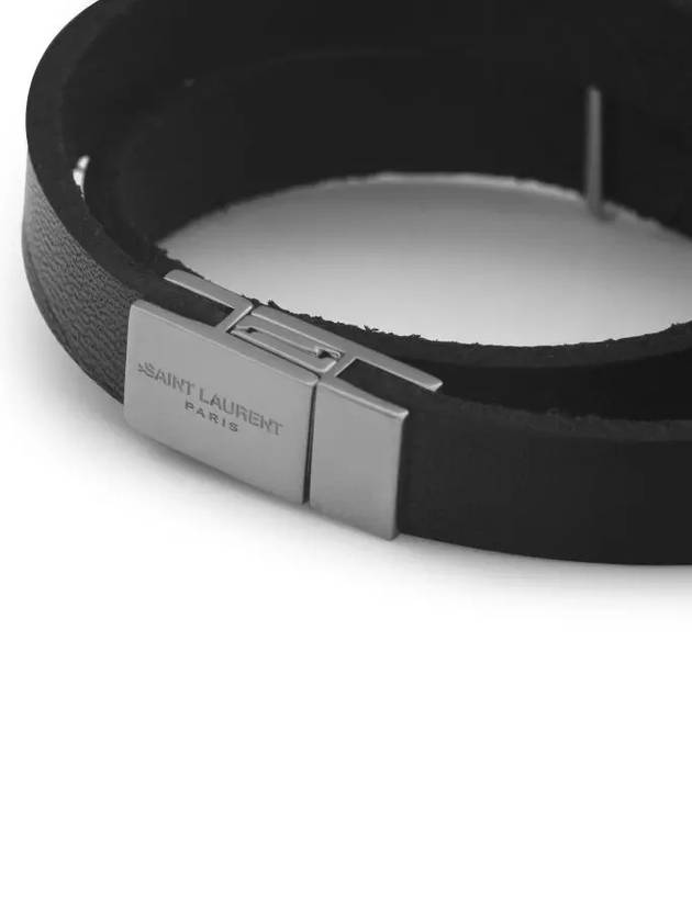 Luxury Saint Laurent Trending 2025 Opyum Double Wrap Leather Bracelet Black